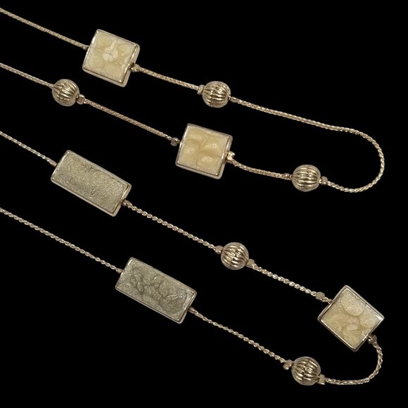 Vtg Givenchy Faux Pearl Necklace & Iridescent Stone Necklace Bundle - Picture 8 of 16